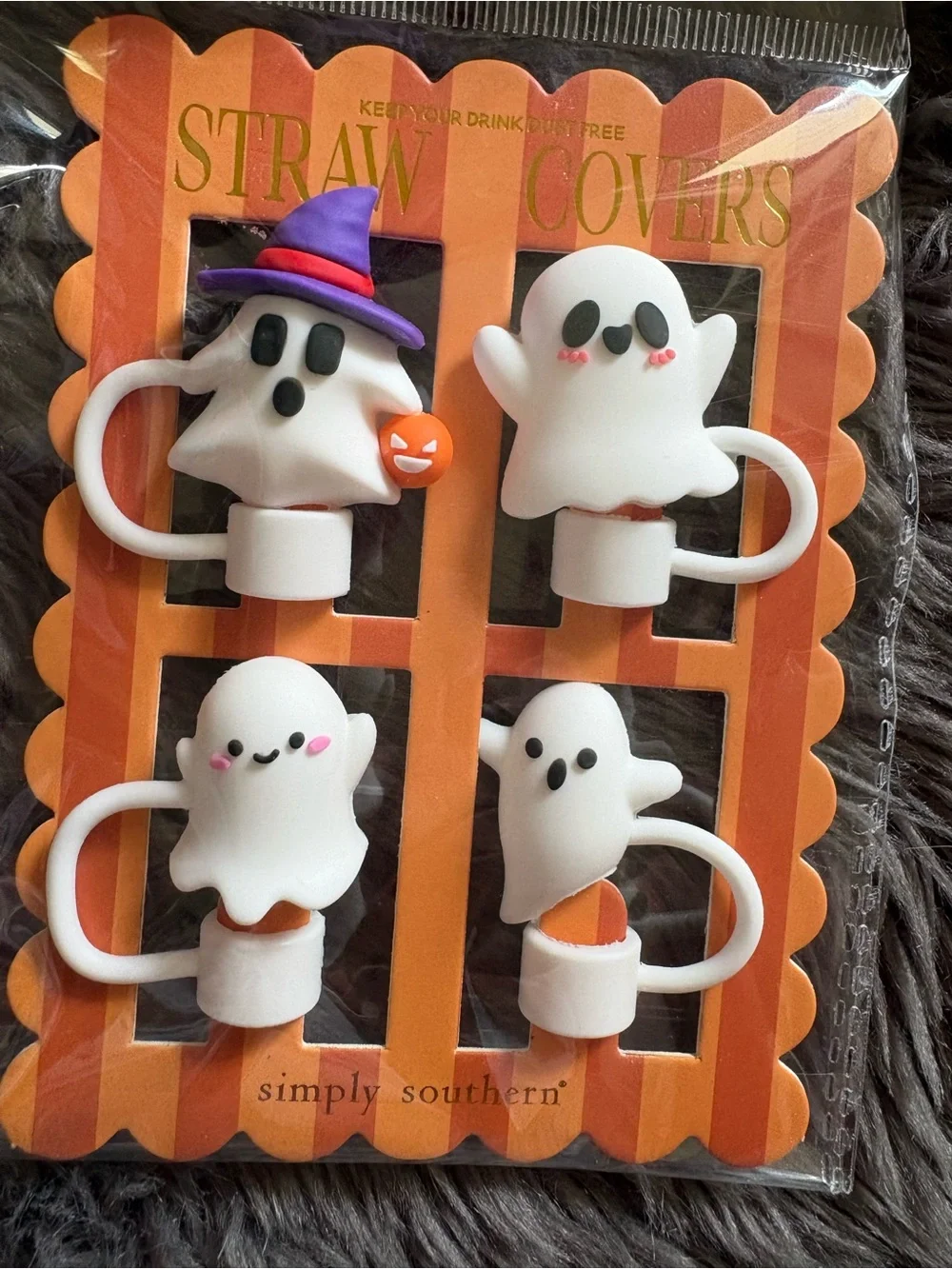 Simply Southern Ghost Straw Toppers Set of 4 Witch Halloween for Stanley Tumbler
